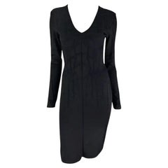 F/W 2001 Thierry Mugler Contour Outline Black Knit Bodycon Dress