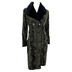 F/W 1996 Gianni Versace Black Leopard Faux Fur Sample Double Breasted Coat