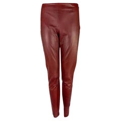 Early 2000s Gucci by Tom Ford Deep Red Fitted Slim Leather Y2K Pants