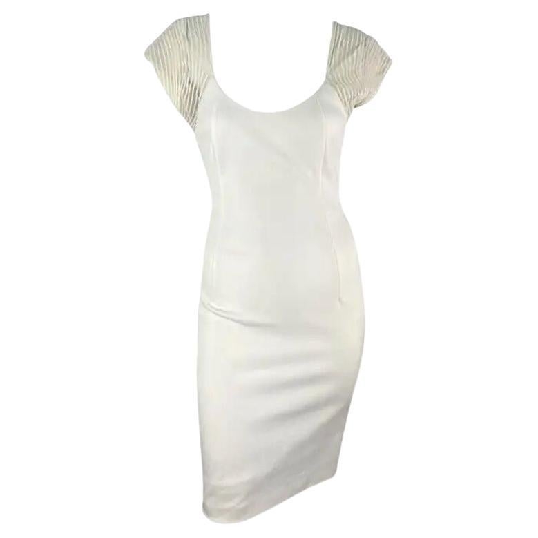 1990s Gianfranco Ferré White Sheer Stripe Bodycon Midi Dress
