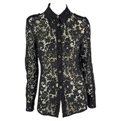 S/S 1996 Gucci by Tom Ford Sheer Black Lace Button Up Shirt
