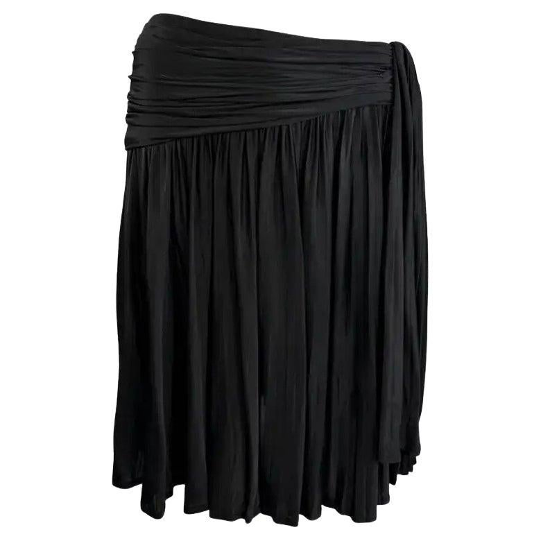 Pre-owned Versace S/s 1995 Gianni  Black Pleated Faux Wrap Flare Skirt 40it/6us