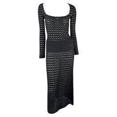 S/S 1997 Dolce & Gabbana Black Knit Crochet Maxi Skirt Top Skirt Set