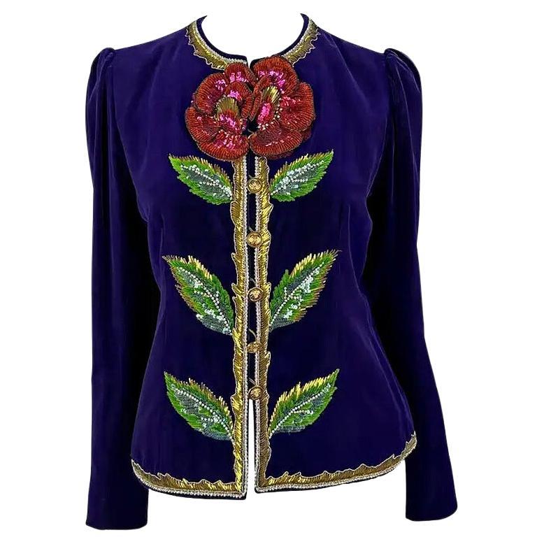 F/W 1978 Yves Saint Laurent Haute Couture Purple Lesage Embroidery