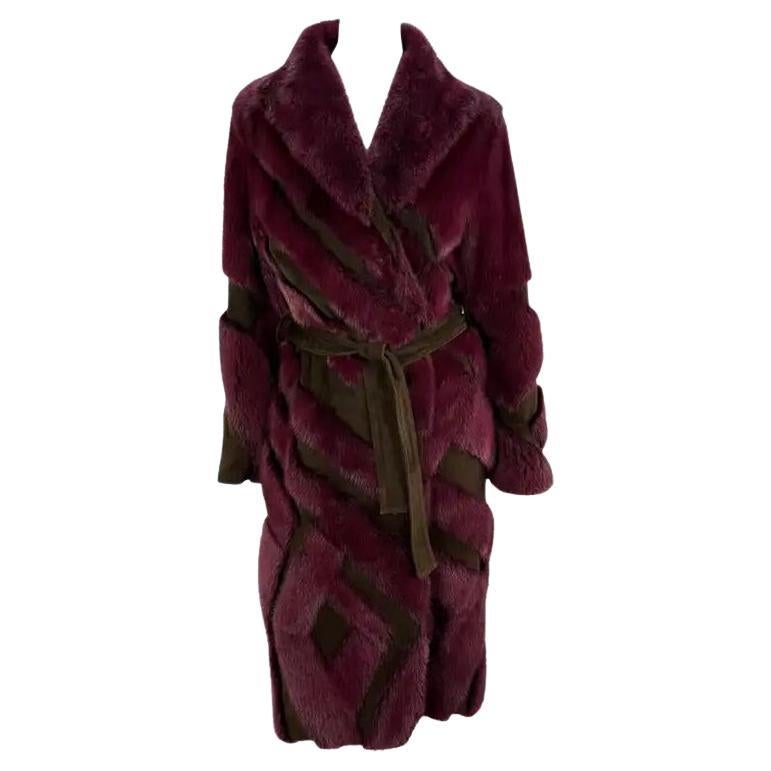 F/W 2001 Gianni Versace by Donatella Purple Mink Fur Suede Trench Coat 42IT