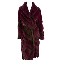 F/W 2001 Gianni Versace by Donatella Purple Mink Fur Suede Trench Coat 42IT
