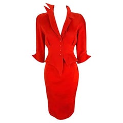 F/W 1988 Thierry Mugler Museum Red 'Les Infernales'  Fiery Red Skirt Suit