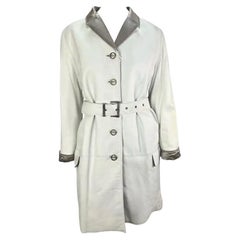 NWT F/W 1995 Gianni Versace Runway White Leather Silver Satin Medusa Car Coat