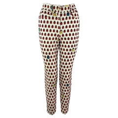 S/S 1995 Gianni Versace White Lady Bug Print Denim Jean Pants