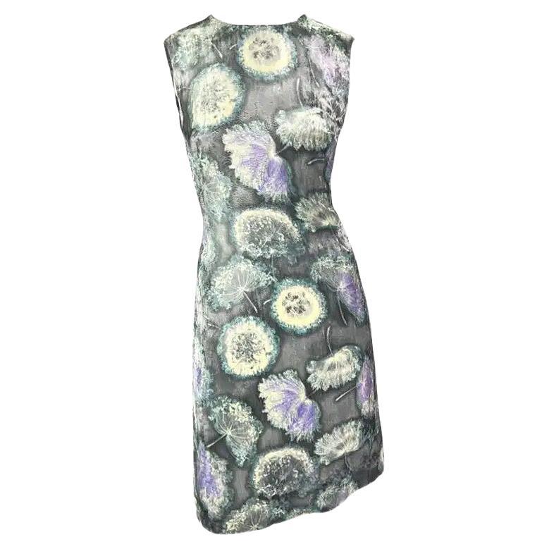 S/S 1997 Gianni Versace Silver Velvet Dandelion Tunic Dress