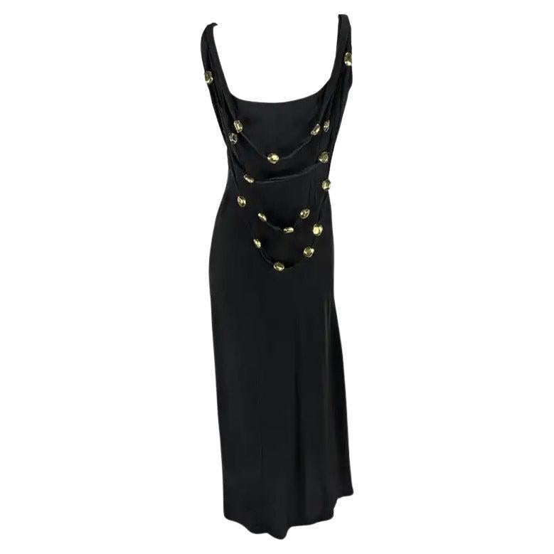 S/S 1993 Christian Lacroix Runway Black Gold Sculptural Jewelry Bead Gown