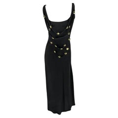 S/S 1993 Christian Lacroix Runway Black Gold Sculptural Jewelry Bead Gown