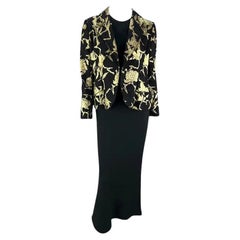 S/S 2006 Christian Dior Haute Couture by Galliano Gold Black Dress Jacket Set