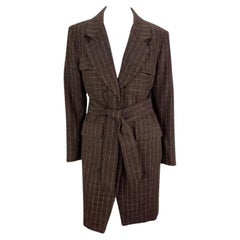 F/W 1991 Isaac Mizrahi Runway Brown Window Pane Blazer Mini Blazer Coat Dress