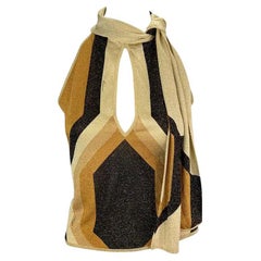 F/W 2000 Gucci by Tom Ford Gold Metallic Neck Tie Sleeveless Top