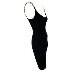 S/S 1991 Dolce & Gabbana Black Bodycon Gold Chain Strap Mini Dress