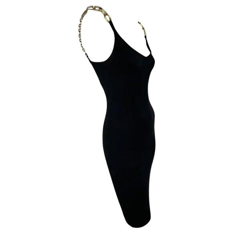 black mini dress with gold chain straps Aleena Black Mini Dress - US 10