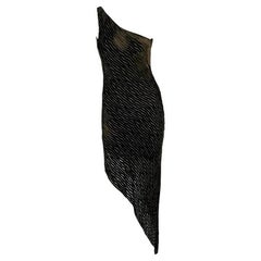 F/W 1994 Karl Lagerfeld Brown Velvet Single Shoulder Asymmetric Dress