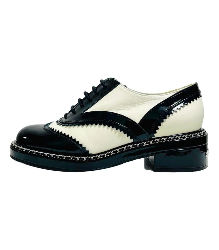 Chanel Leather, Chain & Logo Brogues