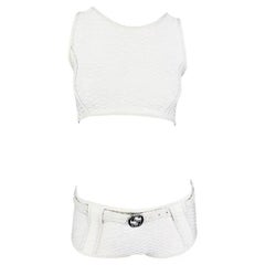 S/S 1996 Gucci by Tom Ford GG Belted Bond Girl Two-Piece Swim Shorts Set