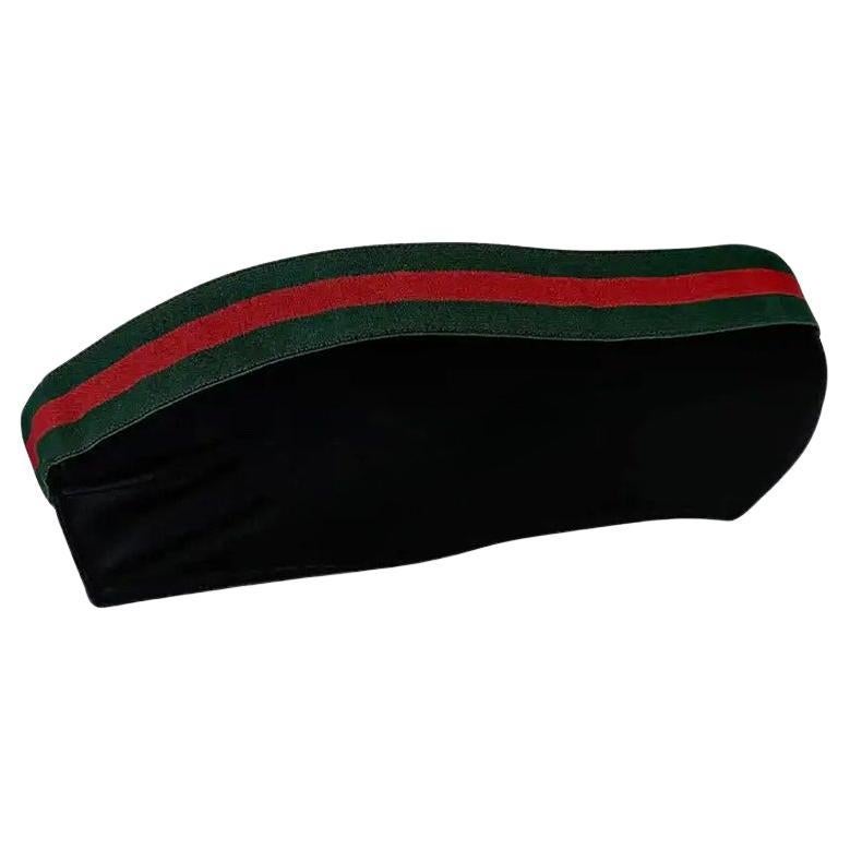S/S 1999 Gucci by Tom Ford Green Red Stripe Black Stretch Bandeaux Bikini Top S For Sale