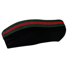 S/S 1999 Gucci by Tom Ford Green Red Stripe Black Stretch Bandeaux Bikini Top