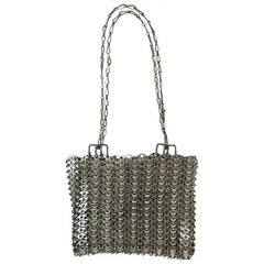 Original 1969 Paco Rabanne Silver Metal Pastilles Chainmail Mesh Mini Bag