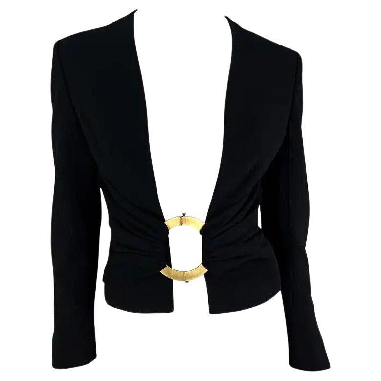S/S 2003 Valentino Garavani Runway Gold Ring Buckle Open Blazer Top