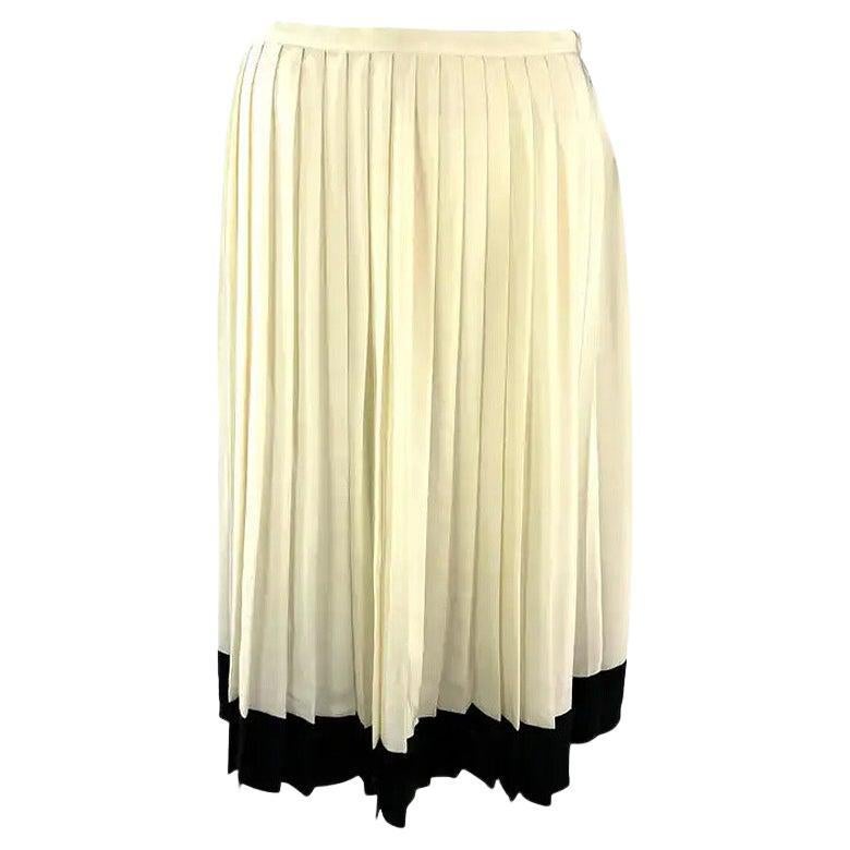 S/S 2001 Ralph Lauren Runway Ad Creme Black Pleated Silk Tennis Skirt 4US