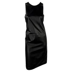 S/S 2001 Ralph Lauren Black Runway Black Leather White Trim Sleeveless Dress
