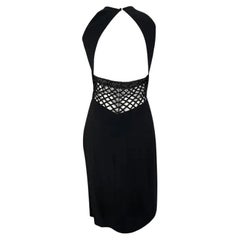 NWT F/W 2001 Valentino Garavani Ad Black Beaded Backless Mini Dress