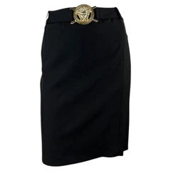 S/S 2005 Versace by Donatella Black Medusa Belt Pencil Skirt