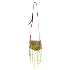 S/S 2000 Valentino Garavani Tan Pony Hair Floral Beaded Lizard Trim Bag