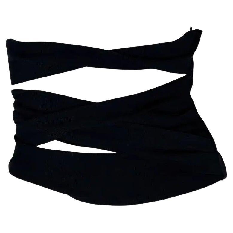 S/S 2001 Yves Saint Laurent by Tom Ford Black Bandage Corset Waist Belt Top L