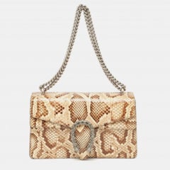 Bolso de hombro Gucci Pequeño Dionysus Cristales Beige/Pitón Marrón