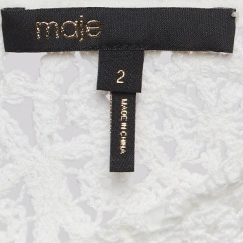 Maje Blusa blanca de algodón texturizado con canesú de ganchillo M en Bueno estado para la venta en Dubai, Al Qouz 2