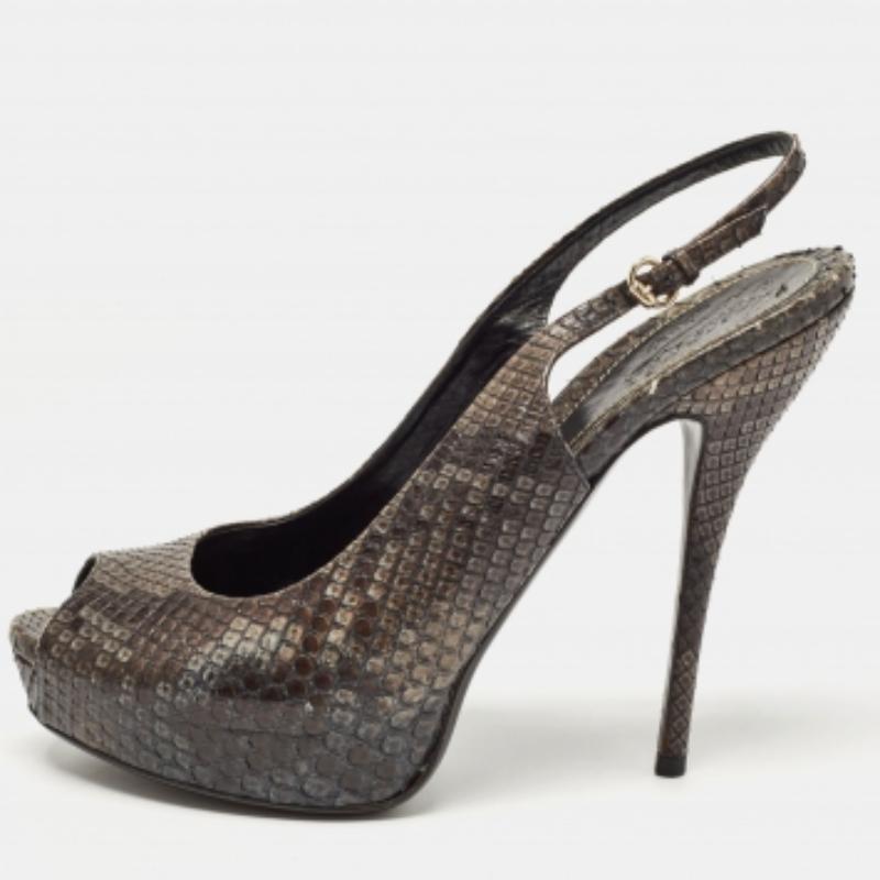 Gucci zwei Ton Python Sofia Peep Toe Slingback Pumps Größe 40,5