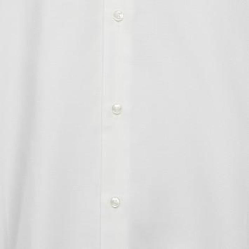 Boss By Hugo Boss Camicia a maniche lunghe in cotone testurizzato bianco XXXL In condizioni buone in vendita a Dubai, Al Qouz 2