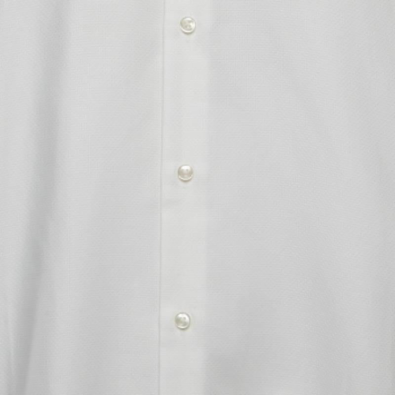 Uomo Boss By Hugo Boss Camicia a maniche lunghe in cotone testurizzato bianco XXXL in vendita
