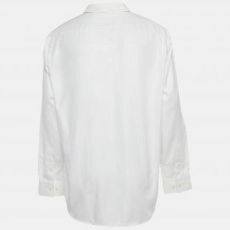 Boss By Hugo Boss Camicia a maniche lunghe in cotone testurizzato bianco XXXL in vendita 1