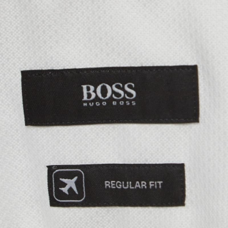 Boss By Hugo Boss Camicia a maniche lunghe in cotone testurizzato bianco XXXL in vendita 4