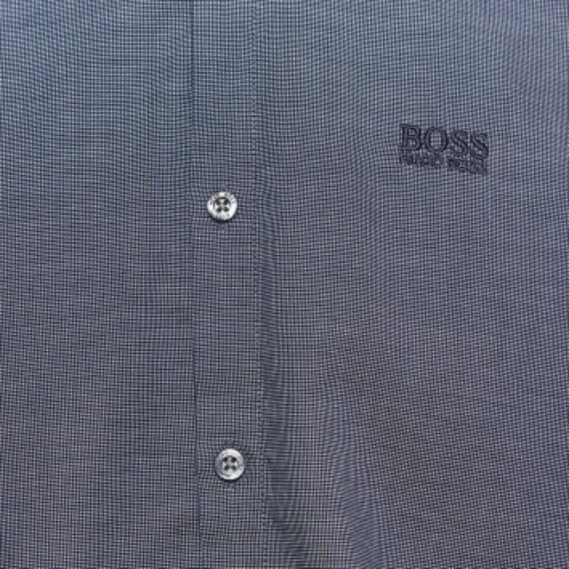 Grigio Boss By Hugo Boss - Camicia a maniche corte in cotone blu XXL in vendita
