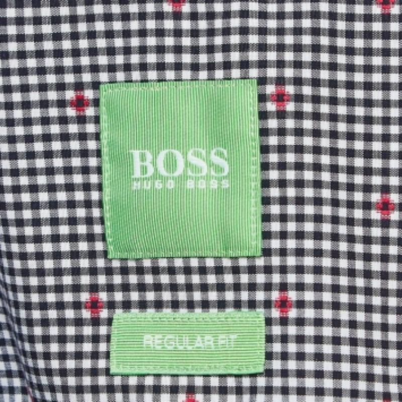 Boss By Hugo Boss - Camicia a maniche corte in cotone blu XXL in vendita 1