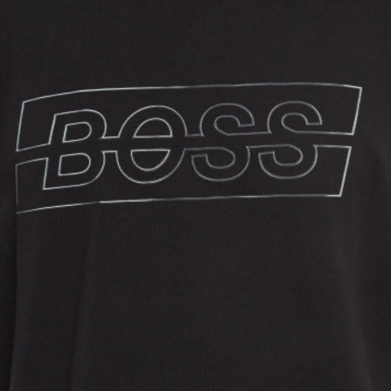 Nero Boss By Hugo Boss - Maglietta girocollo in cotone testurizzato con logo nero XXL in vendita