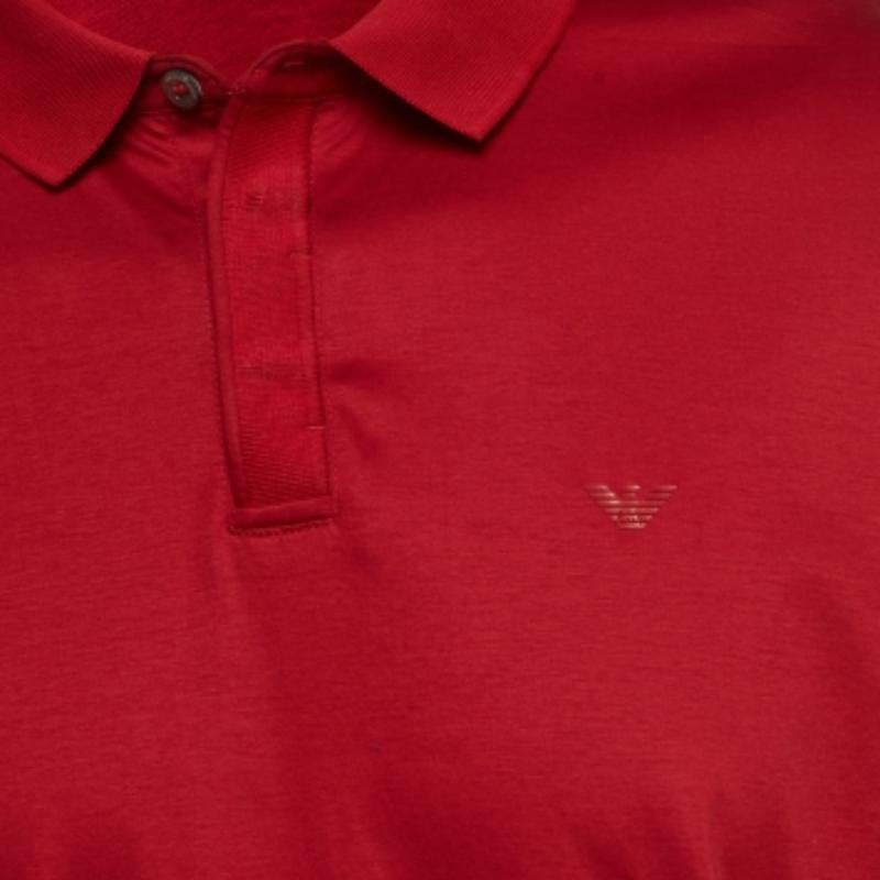 Rosso Maglietta Polo Emporio Armani in cotone rosso XXL in vendita