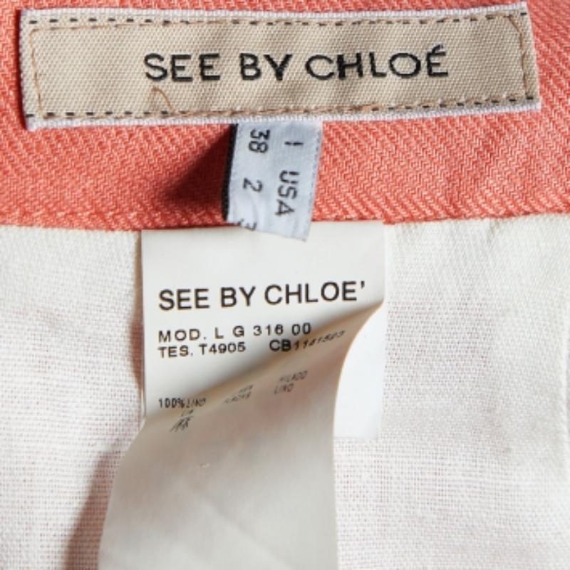 See by Chloé Mini gonna in lino rosa corallo S In condizioni ottime in vendita a Dubai, Al Qouz 2