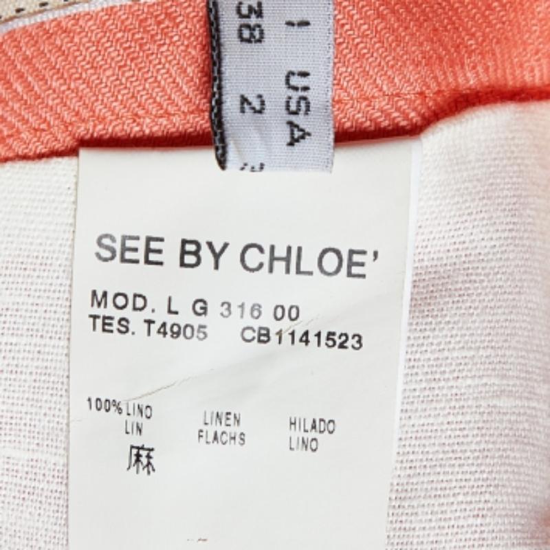 Donna See by Chloé Mini gonna in lino rosa corallo S in vendita