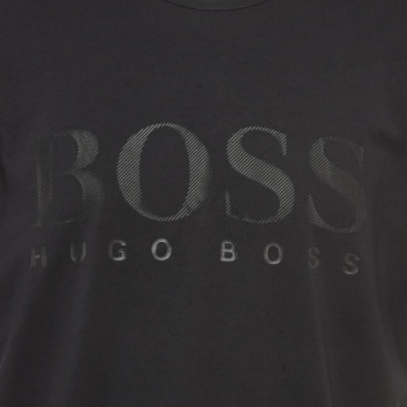 Nero Boss By Hugo Boss - Maglietta a mezza manica in cotone con stampa del logo nero XXXL in vendita