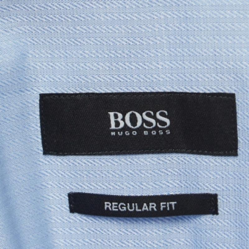 Uomo Boss By Hugo Boss - Camicia a maniche lunghe in cotone gessato blu XXXL in vendita