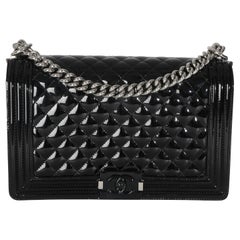 Chanel Black Quilted Patent New Medium Boy Bag